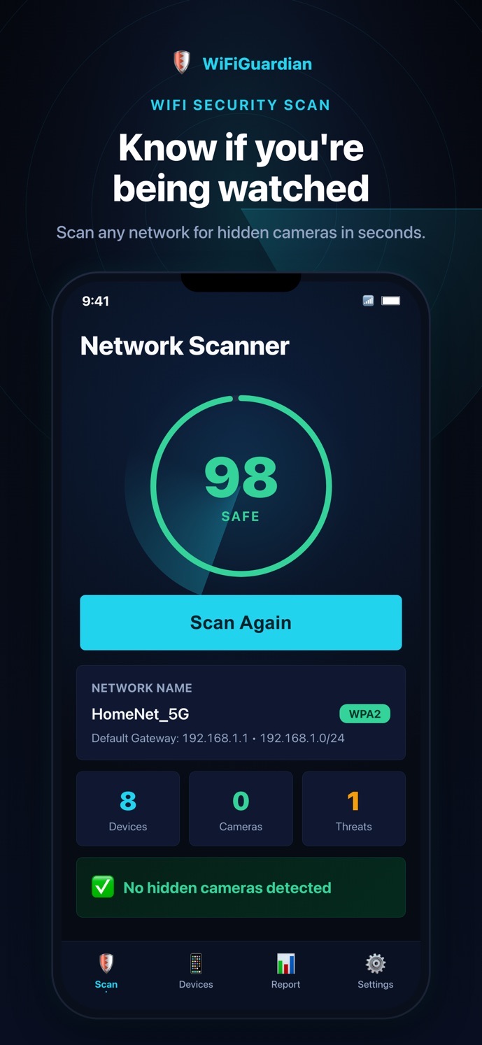 Network scanner with safety score